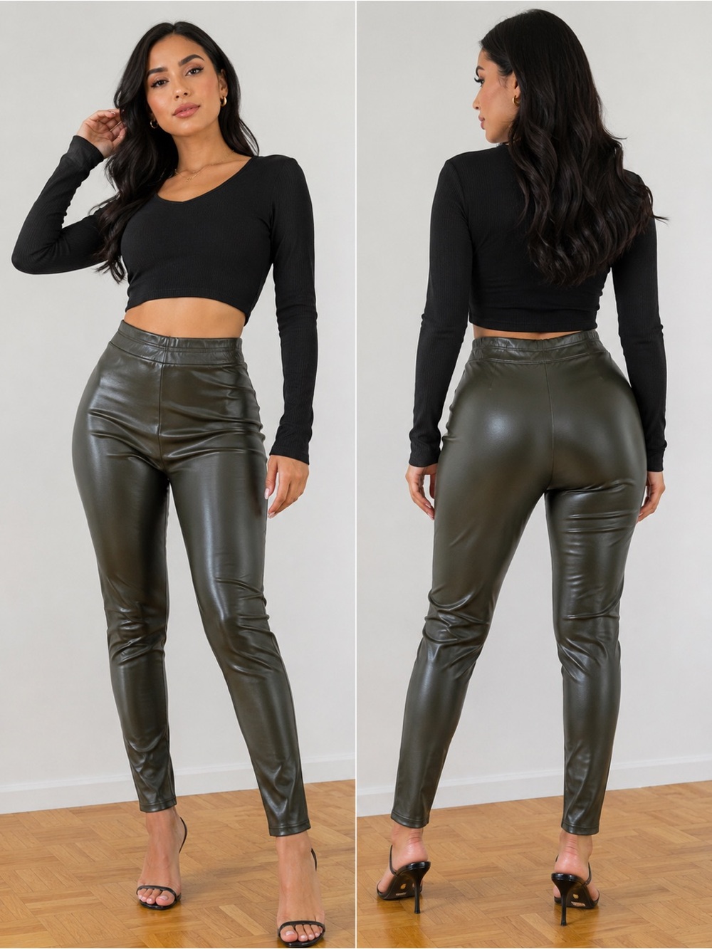 Black Faux Leather High-Waisted Leggings